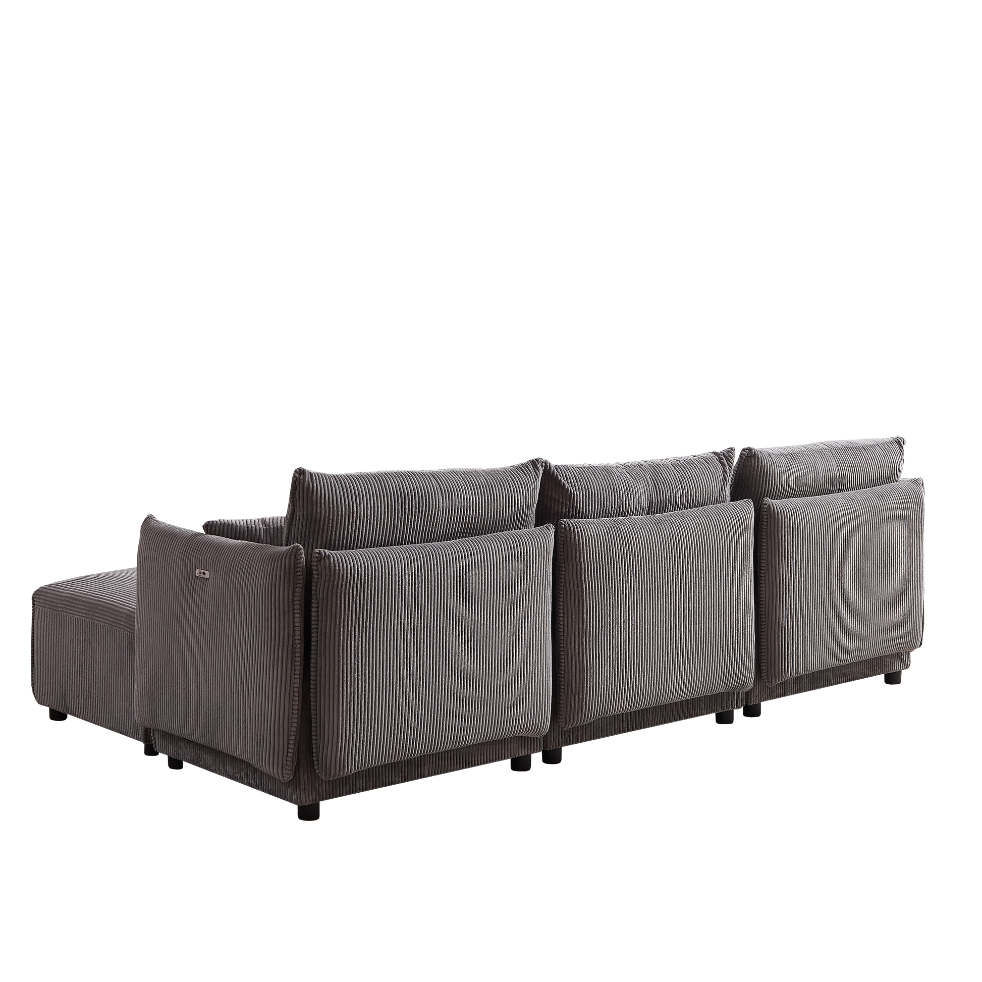 Modular U Shaped Sectional Sofa, Corduroy Couch with Ottoman - Gray