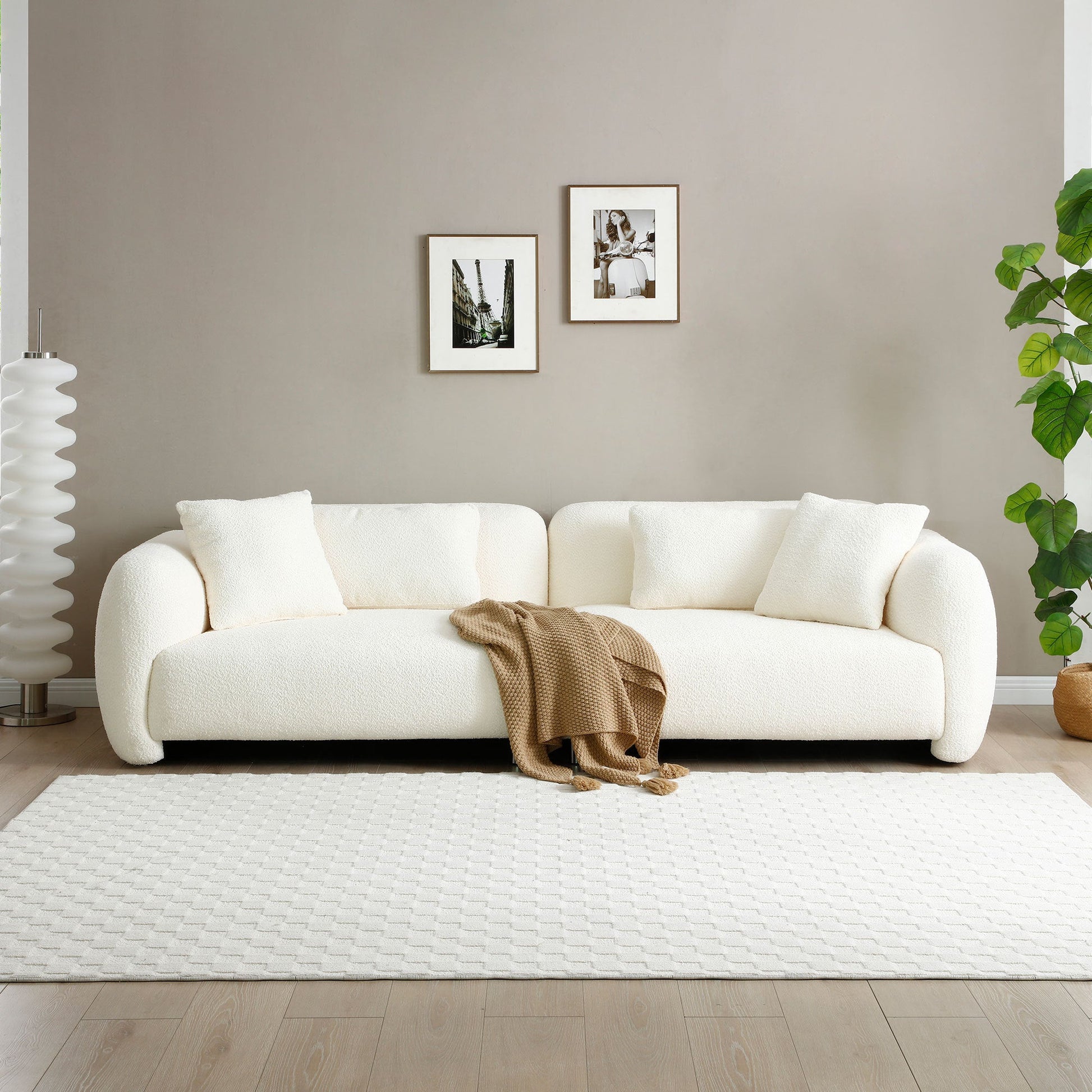 Cloud Couch, Premium Oversized Sofa with Teddy Bouclé, Beige