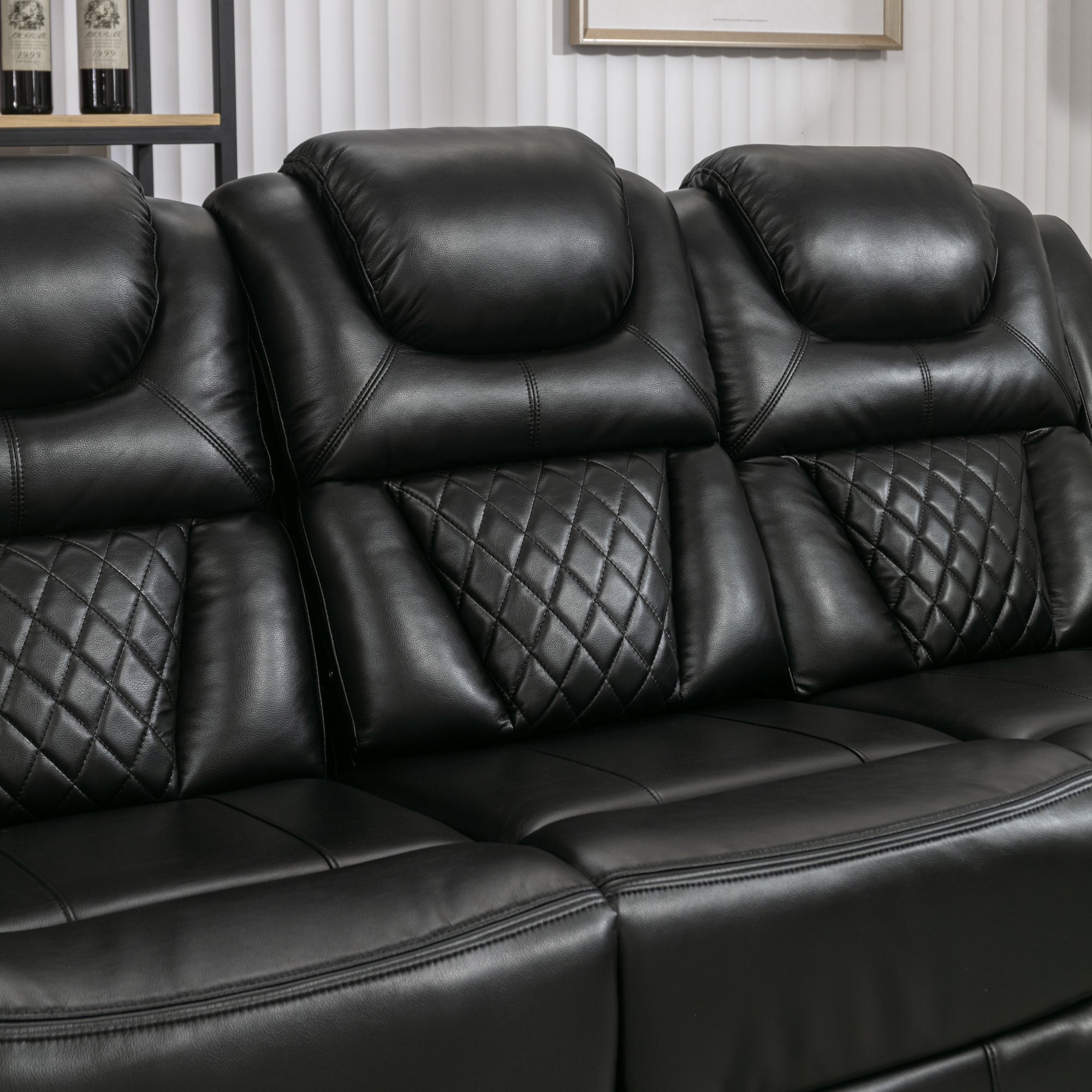 Louie Luxury Recliner Sofa Set, Home Theater Seating with LED Lights