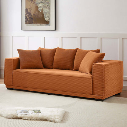 Louie Modern Corduroy Sofa, 3-Seater Couch for Living Room, Bedroom, Apartment - Orange