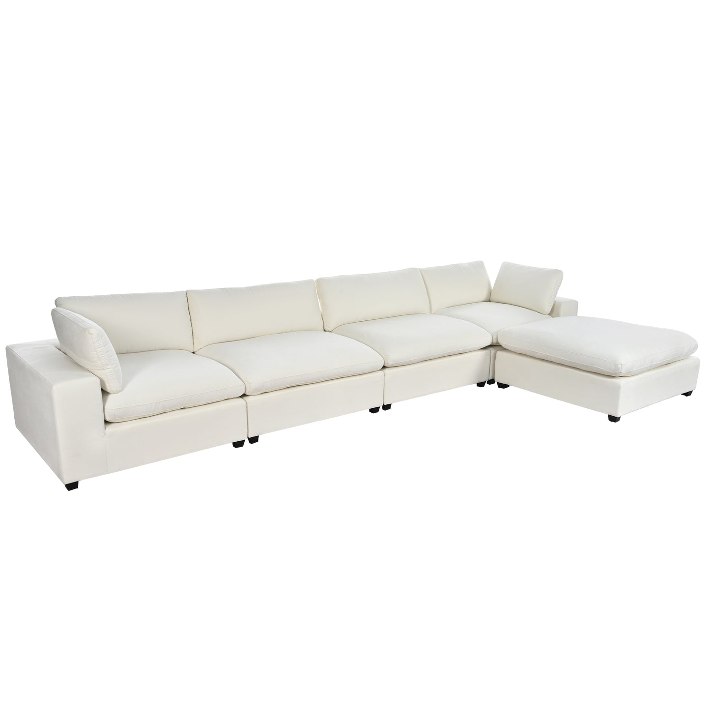 Cloud Couch Sectional, Large Modular Sofa with Ottoman, Beige