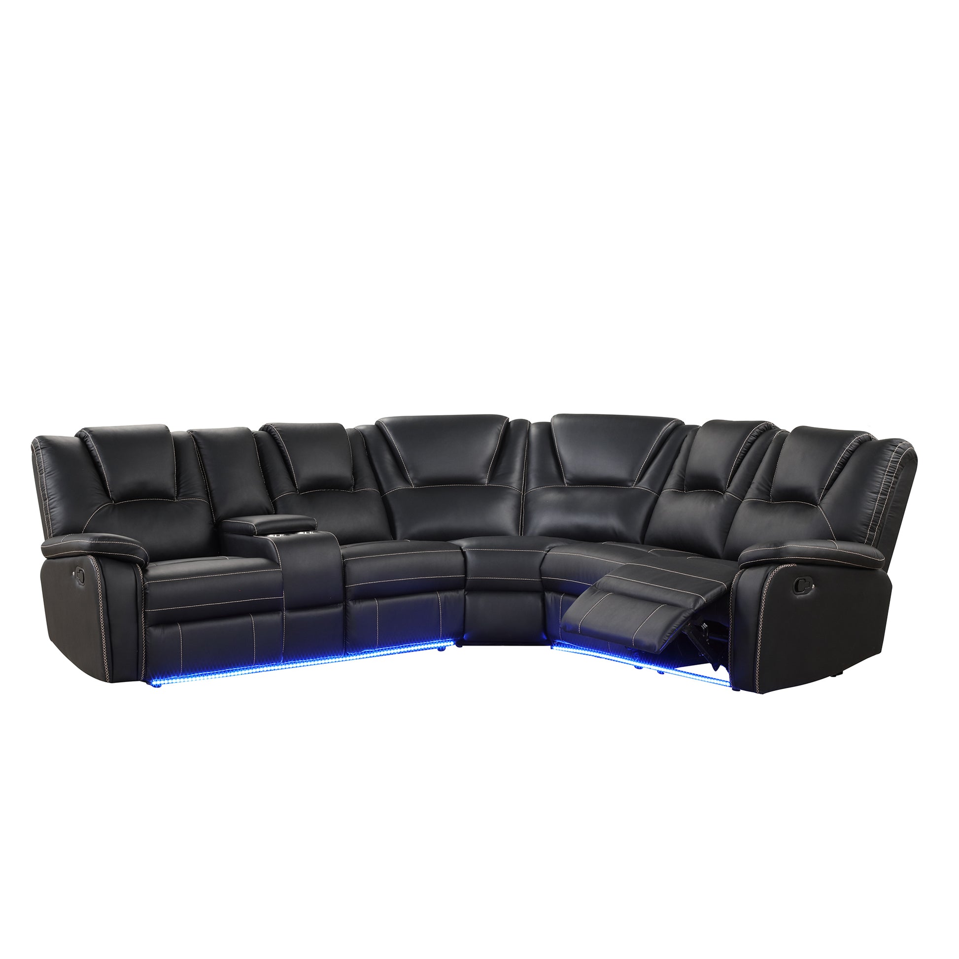 Modern Reclining Sofa, Corner Sectional Couch Recliner, Black