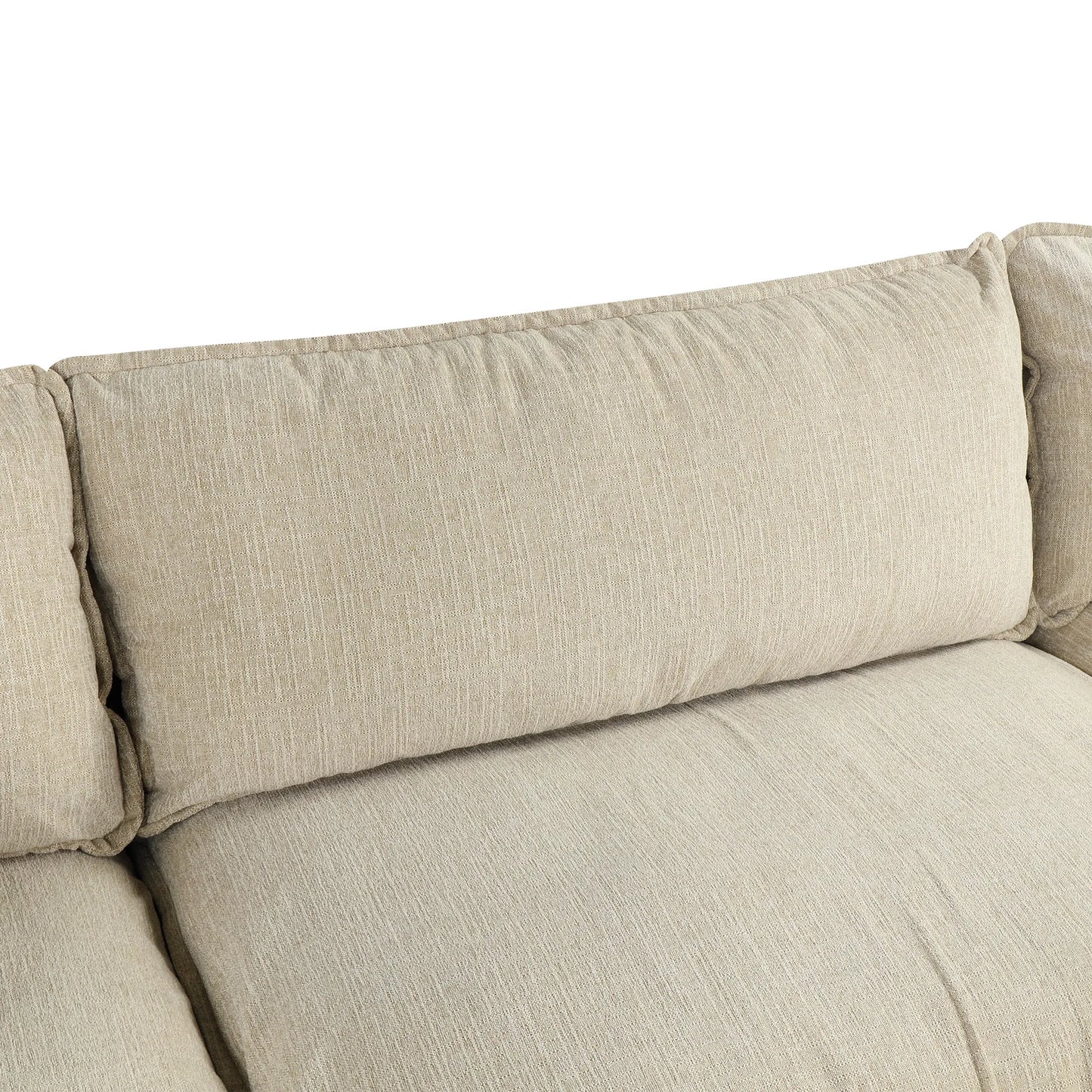 Comfy Sectional Cloud Couch, Chenille Sofa with Ottoman, Beige