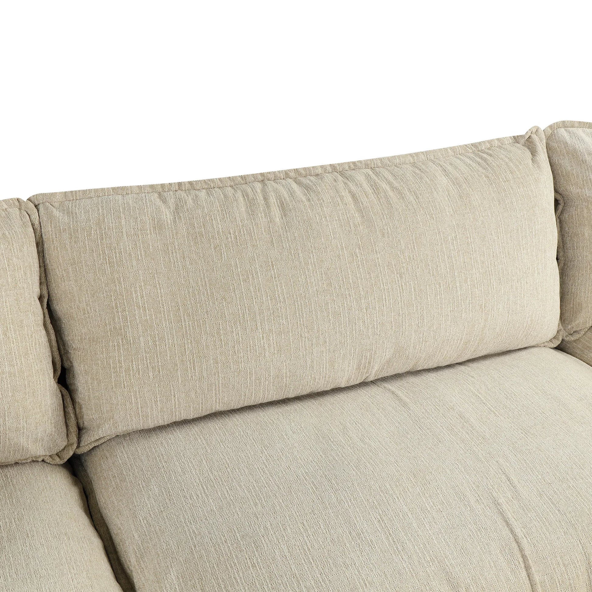 Comfy Sectional Cloud Couch, Chenille Sofa with Ottoman, Beige