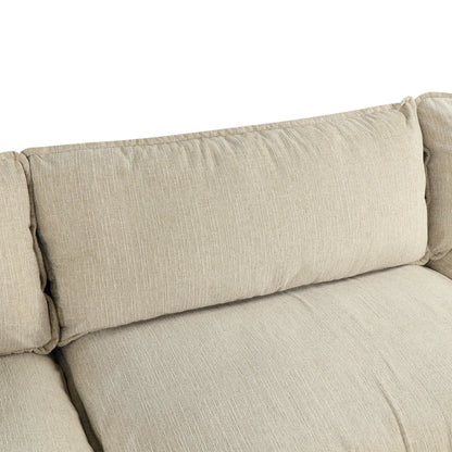 Comfy Sectional Cloud Couch, Chenille Sofa with Ottoman, Beige