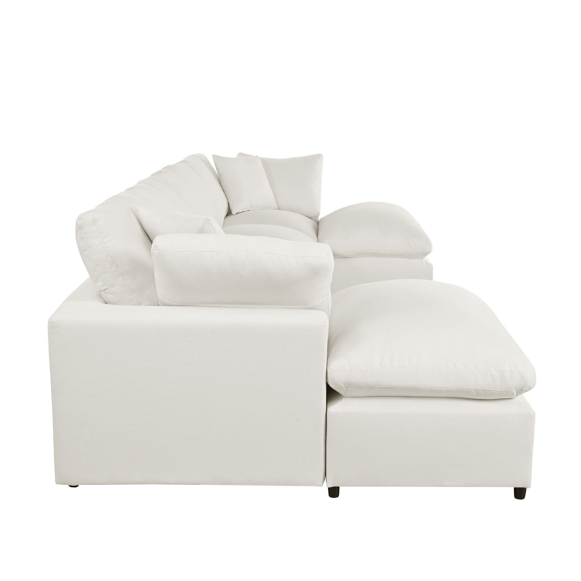 U Shaped Sectional, Large Modular Couch with Ottomans, Beige