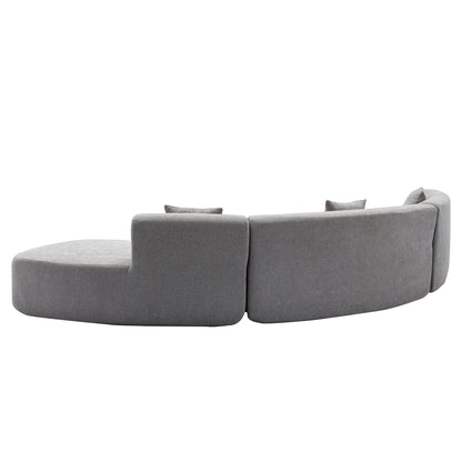 Curved Sofa, Modern Large Sectional Couch - Gray
