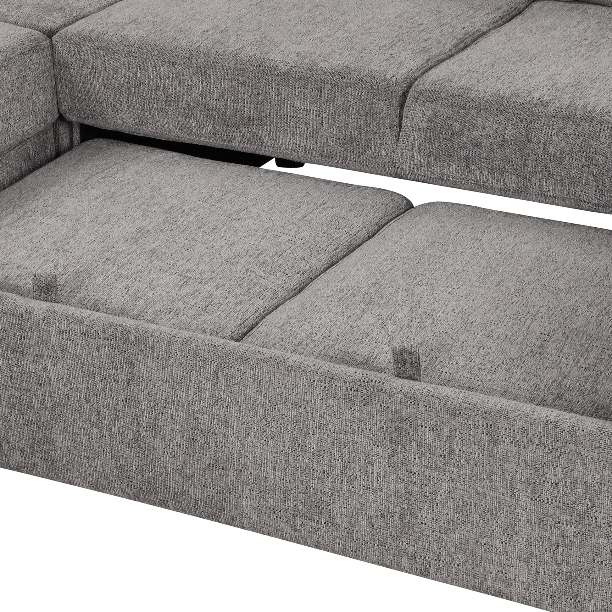 Louie Sectional Sleeper Sofa, Couch with Chaise and Storage - Gray