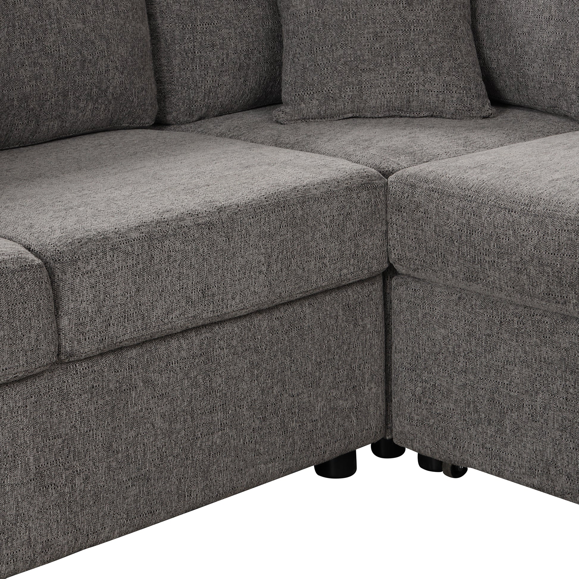 Louie Sectional Sleeper Sofa, Couch with Chaise and Storage - Gray