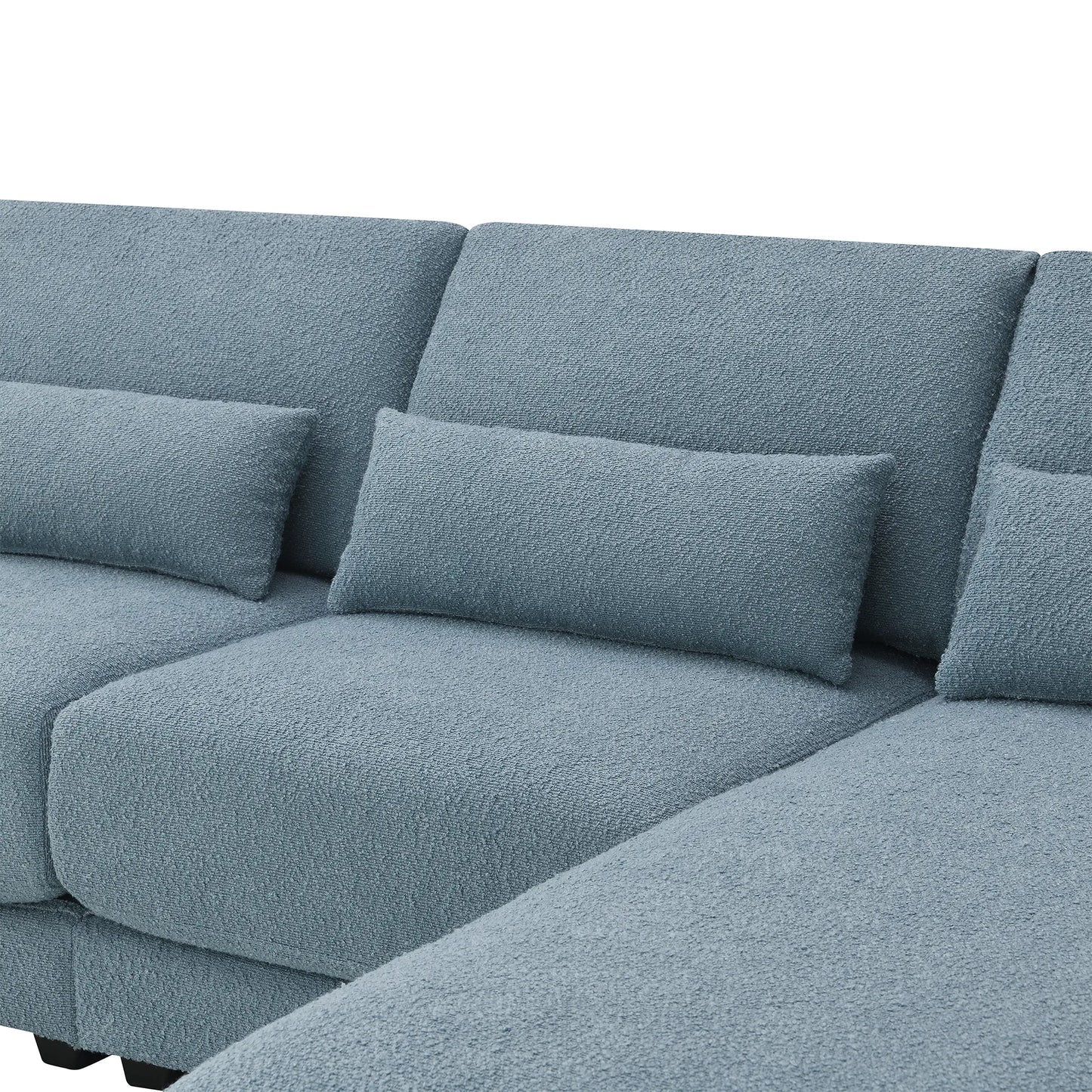 L Shape Couch, Deep Seat Sectional Sofa with Reversible Chaise, Blue