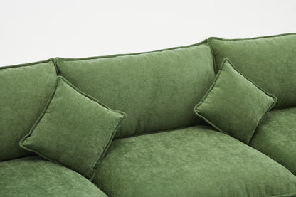3 Seater Sofa, L Shaped Couch with Ottoman, Beige/Gray/Green