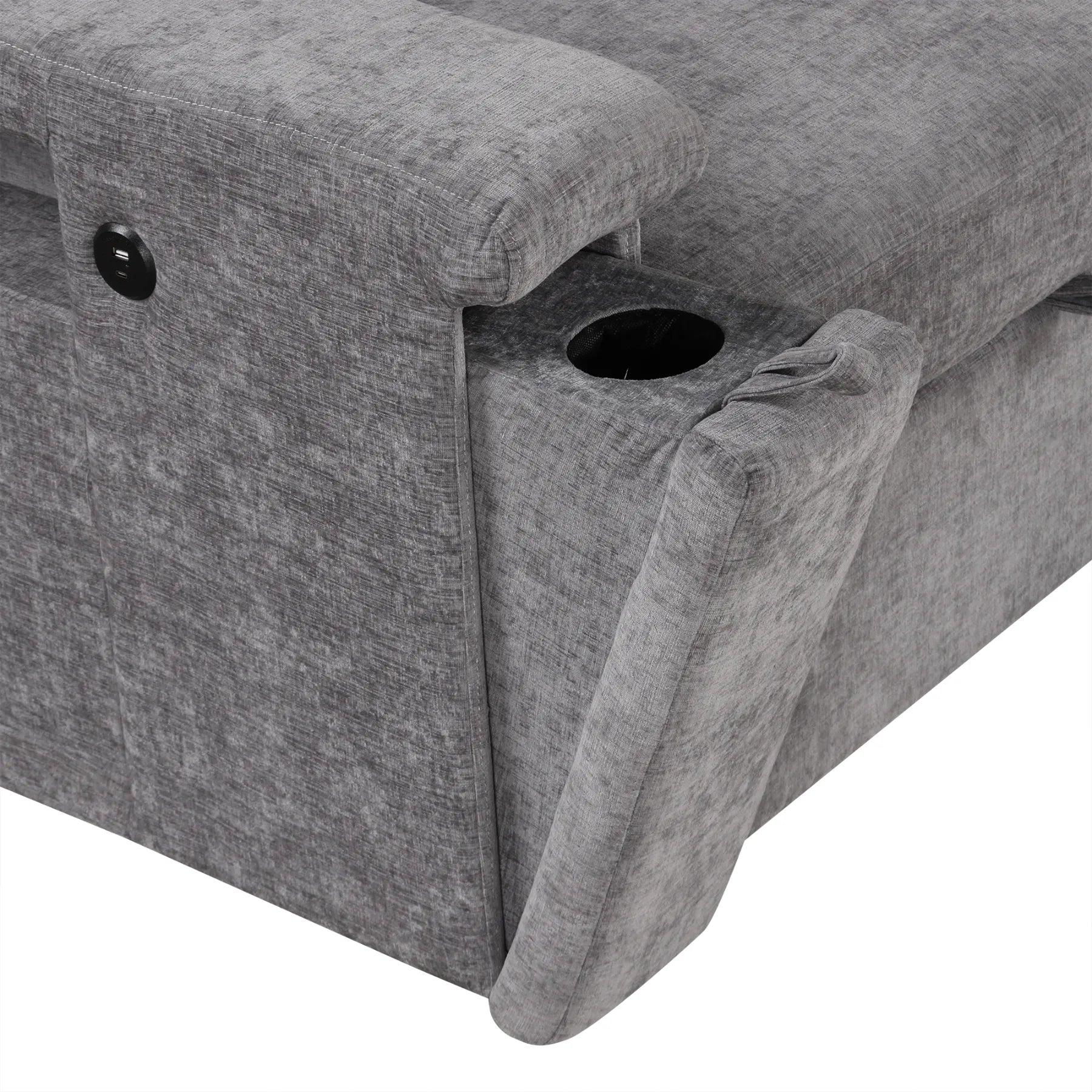 Sleeper Sectional, Sofa L Shape, Couch with Ottoman and Storage, Gray