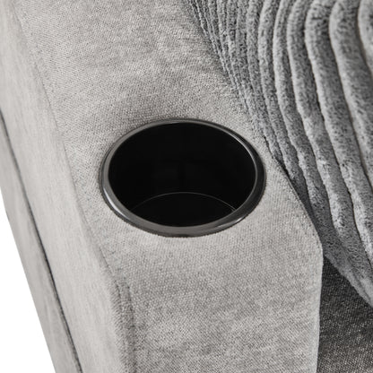 Corduroy Couch with Chaise Sleeper, Sectional Sofa Pull-Out, Grey