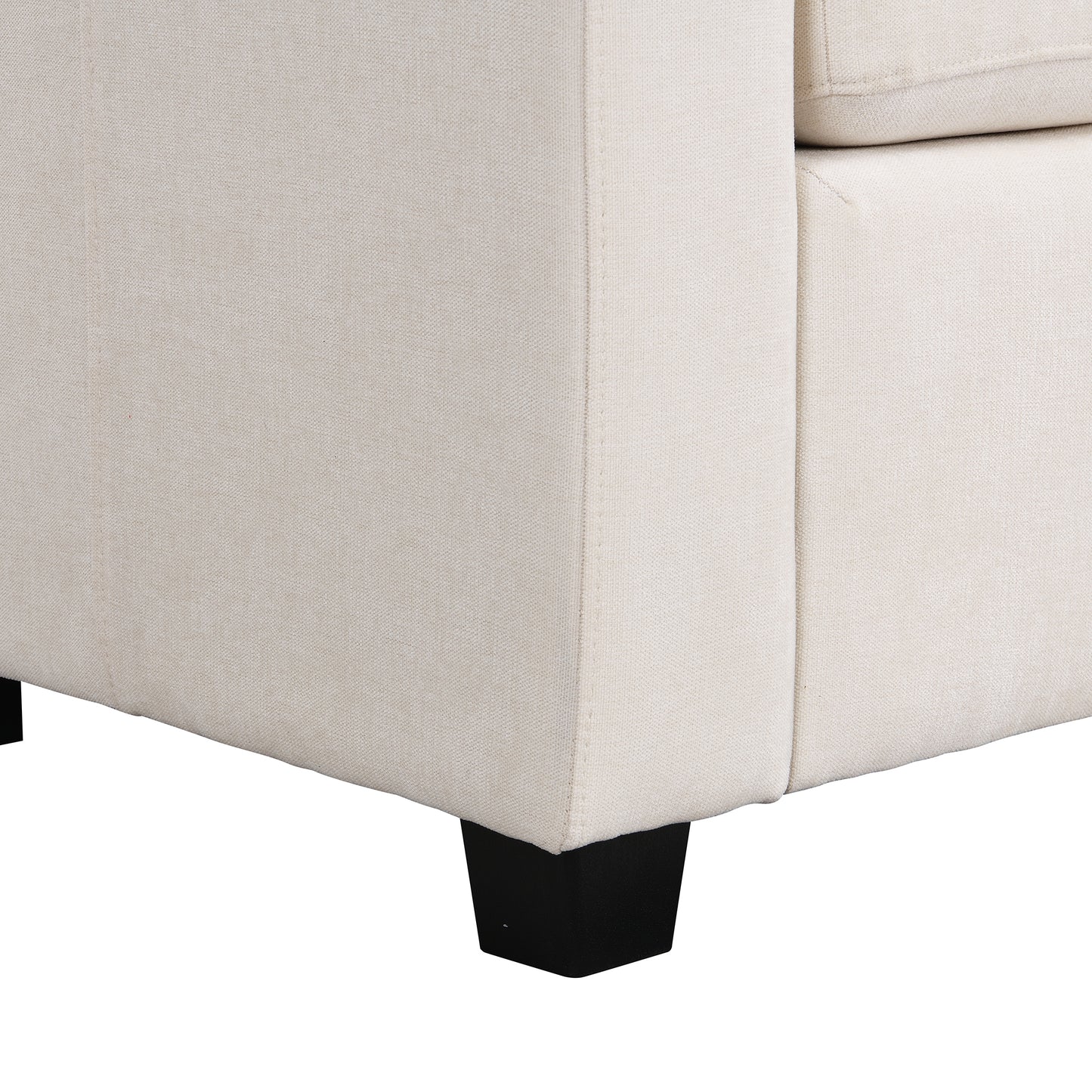 U Shaped Couch, Chenille Sectional Sofa with Ottoman, Beige