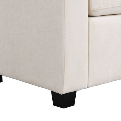 U Shaped Couch, Chenille Sectional Sofa with Ottoman, Beige