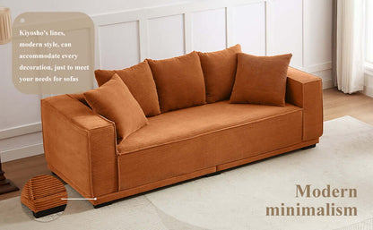 Louie Modern Corduroy Sofa, 3-Seater Couch for Living Room, Bedroom, Apartment - Orange