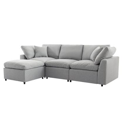 Louie Grey Sectional Couch, Sofa with Ottoman