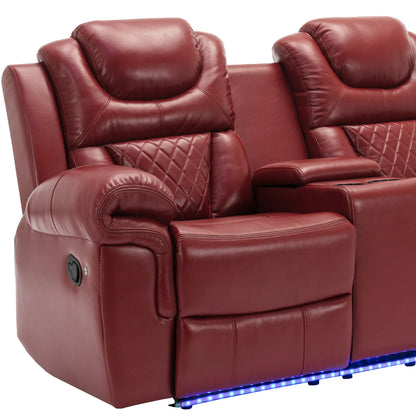 Louie Luxury Recliner Sofa Set, Home Theater Seating with LED Lights