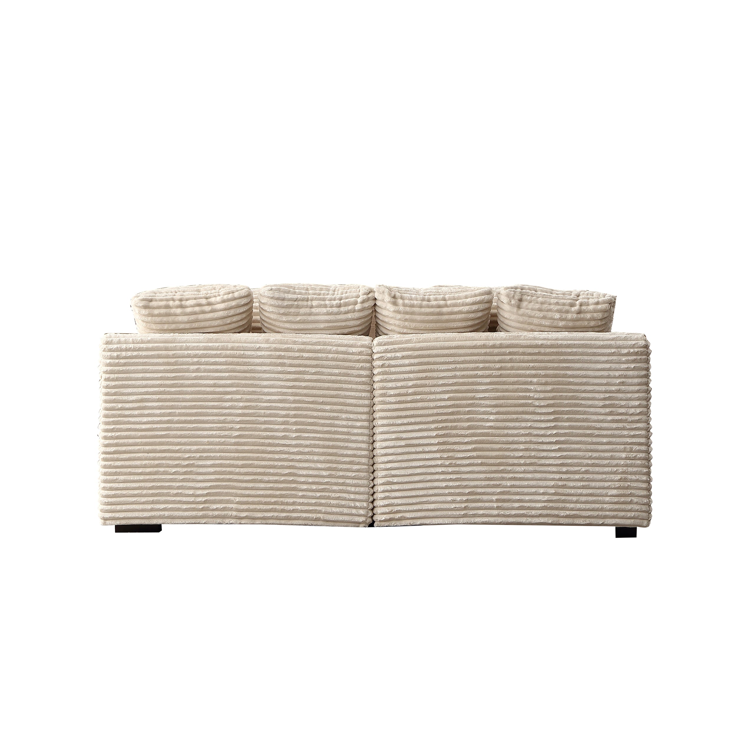 Louie Corduroy Sectional Sofa, Deep Seat Double Chaise Couch - Beige
