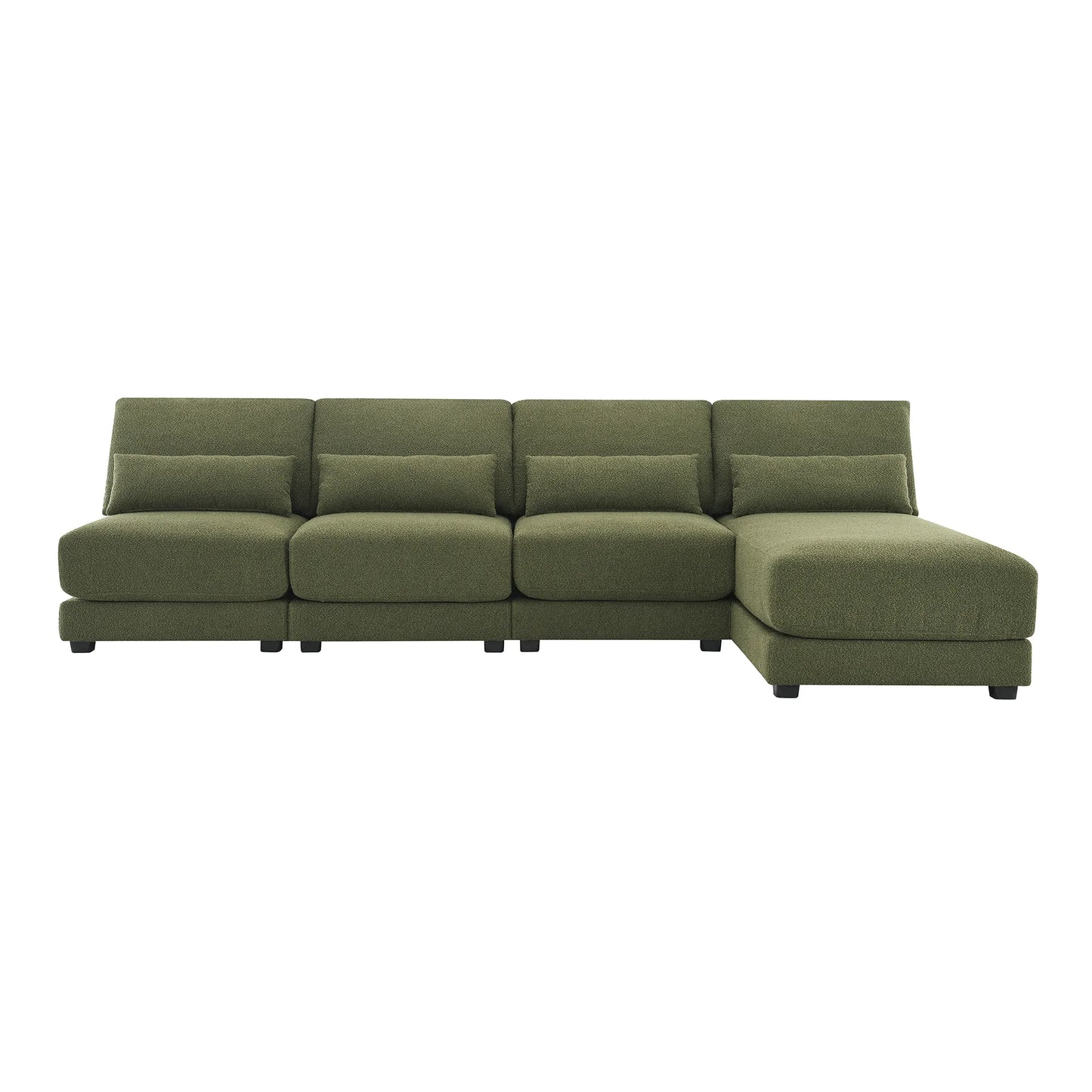L Shape Couch, Deep Seat Sectional Sofa with Reversible Chaise, Green
