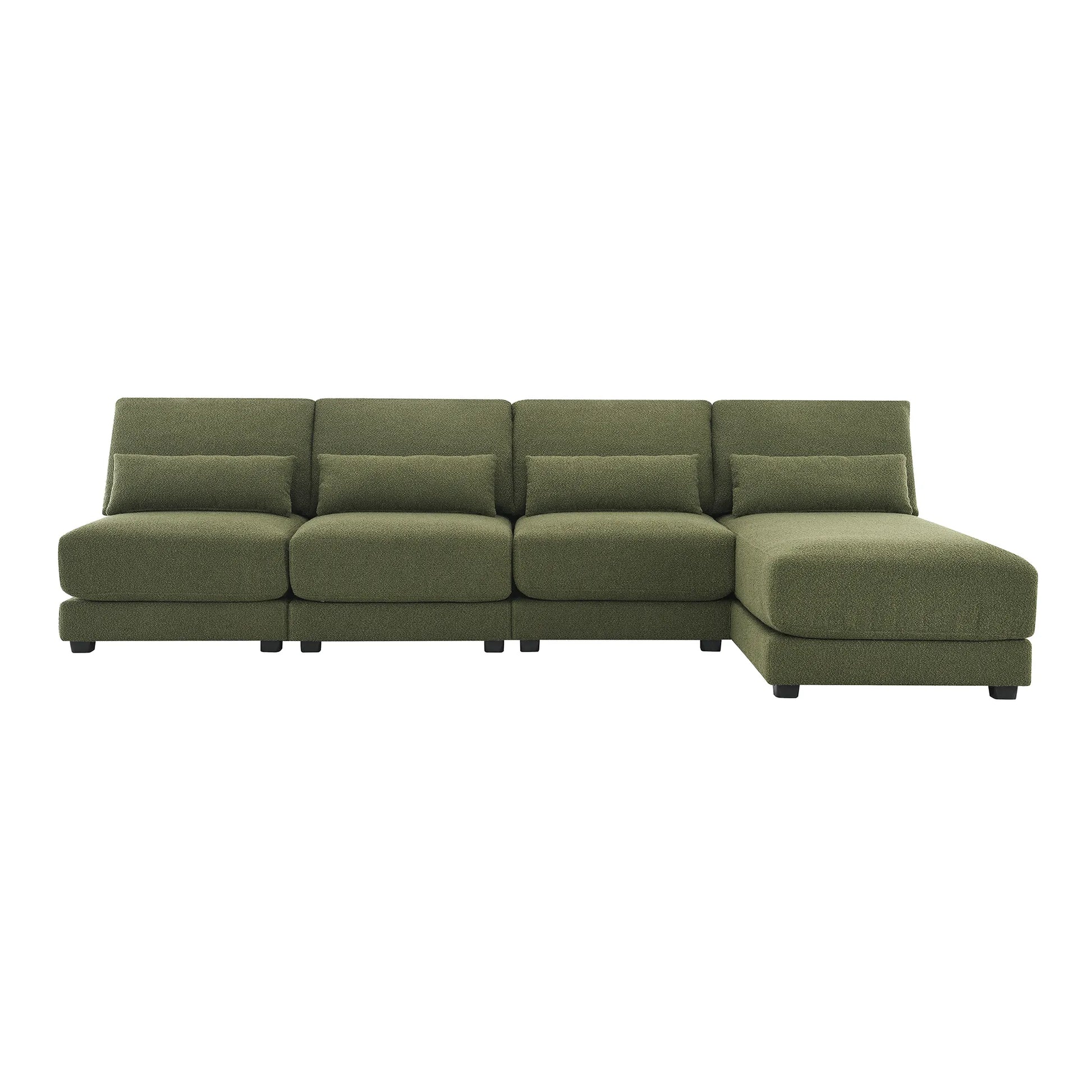 L Shape Couch, Deep Seat Sectional Sofa with Reversible Chaise, Green