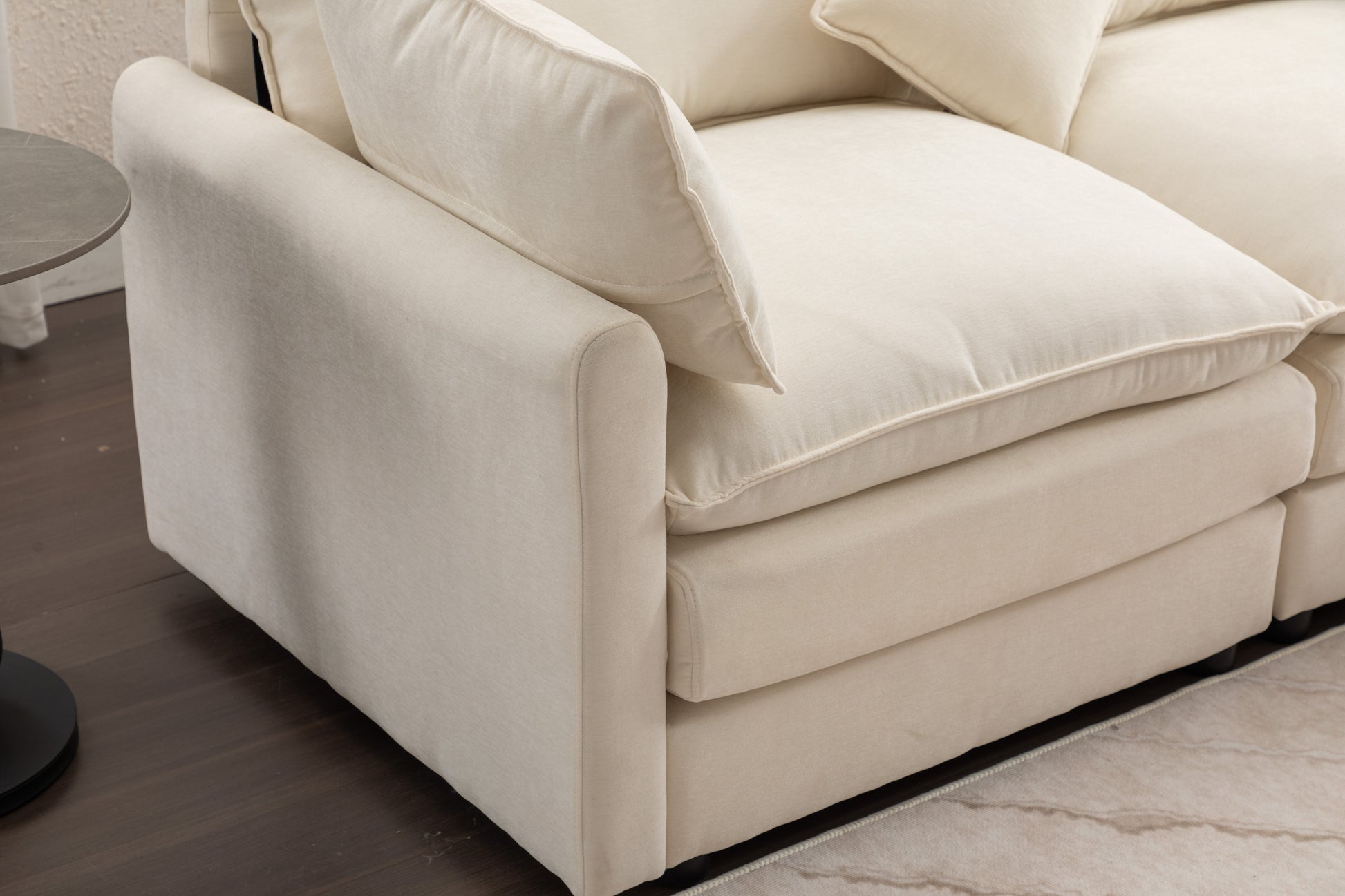 Louie Sofa L Shape, Modular Couch with Ottoman - Beige
