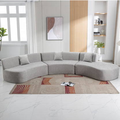 Curved Sofa, Modern Large Sectional Couch - Gray