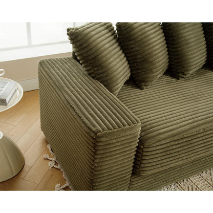 L Shaped Corduroy Couch, Plush Chaise Lounge Sofa, Green