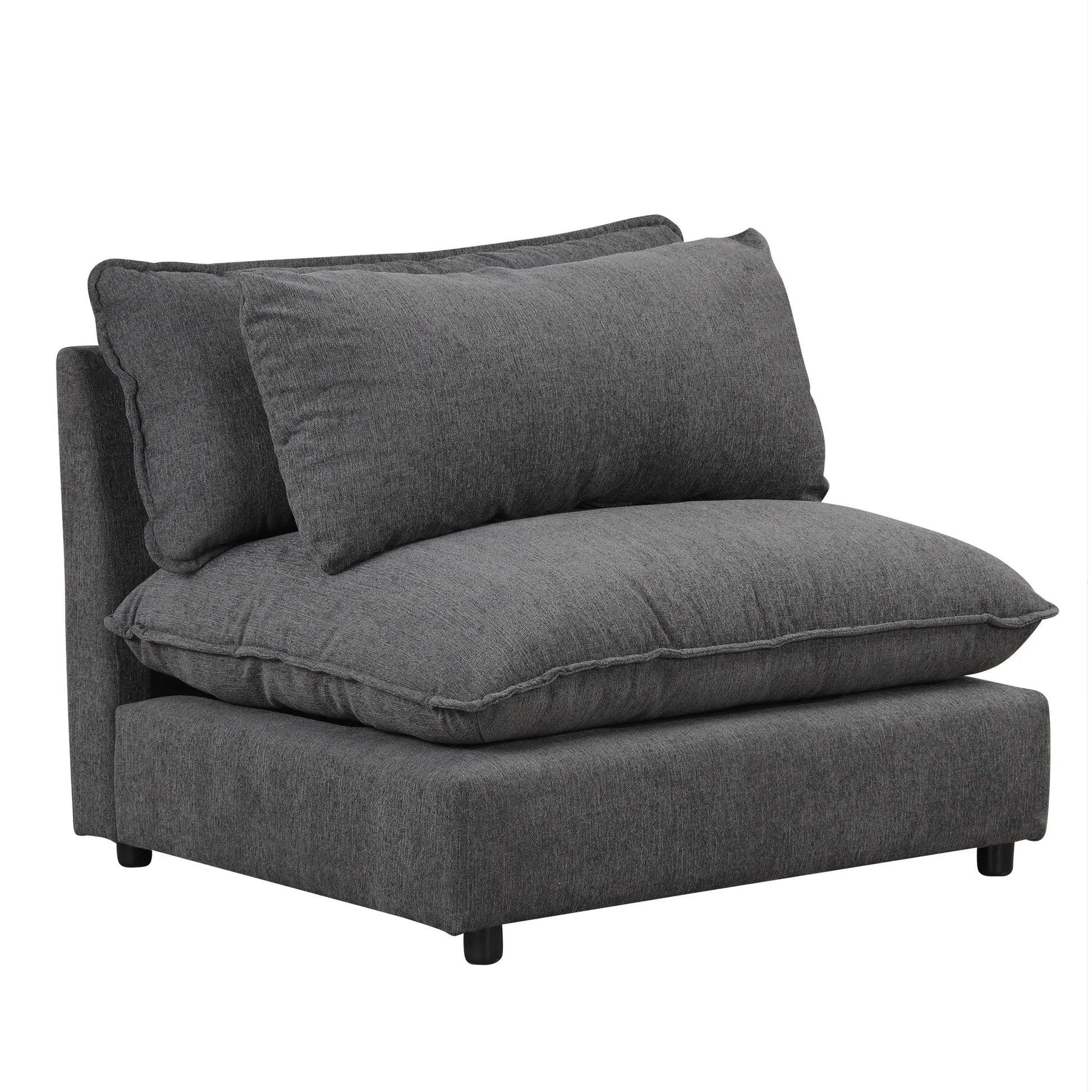 Comfy Sectional Cloud Couch, Chenille Sofa with Ottoman, Grey