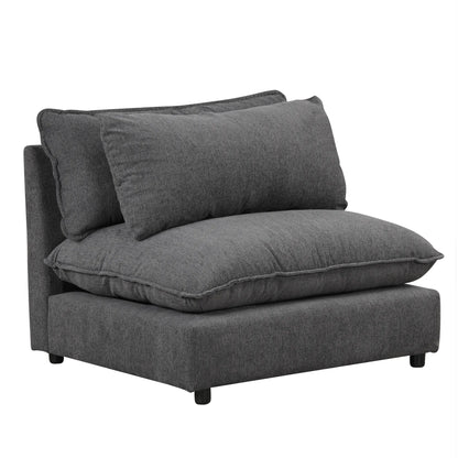 Comfy Sectional Cloud Couch, Chenille Sofa with Ottoman, Grey