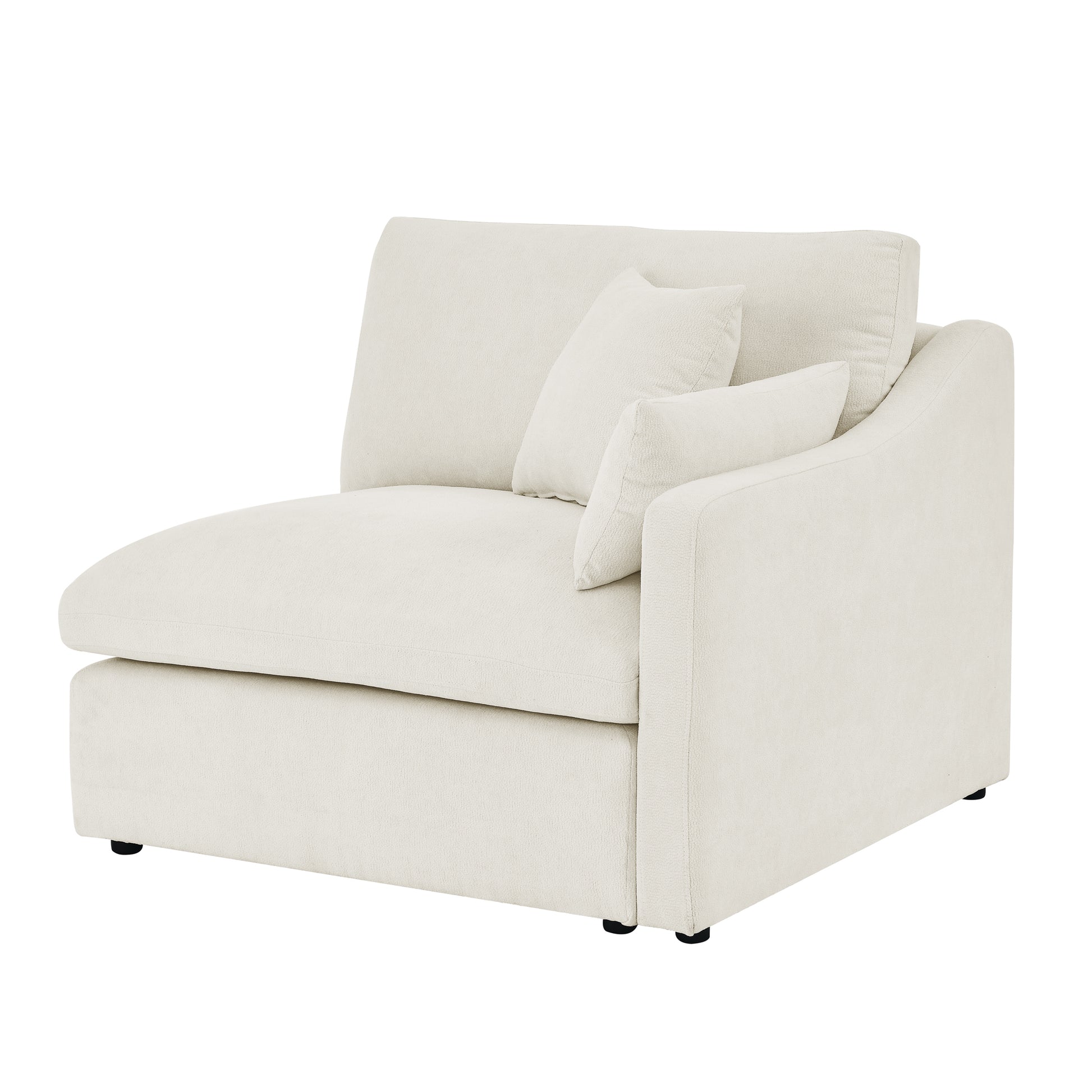Sofa L Shape, Corner Sectional Couch with Ottoman, Beige