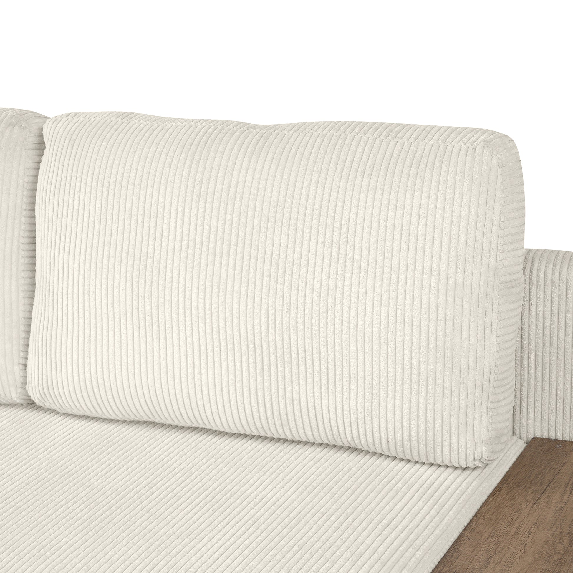 Corduroy Couch, Modern L Shaped Sectional Sofa with Reversible Chaise, Beige