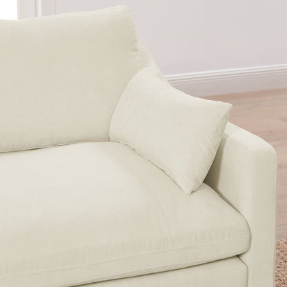 Sofa L Shape, Corner Sectional Couch with Ottoman, Beige