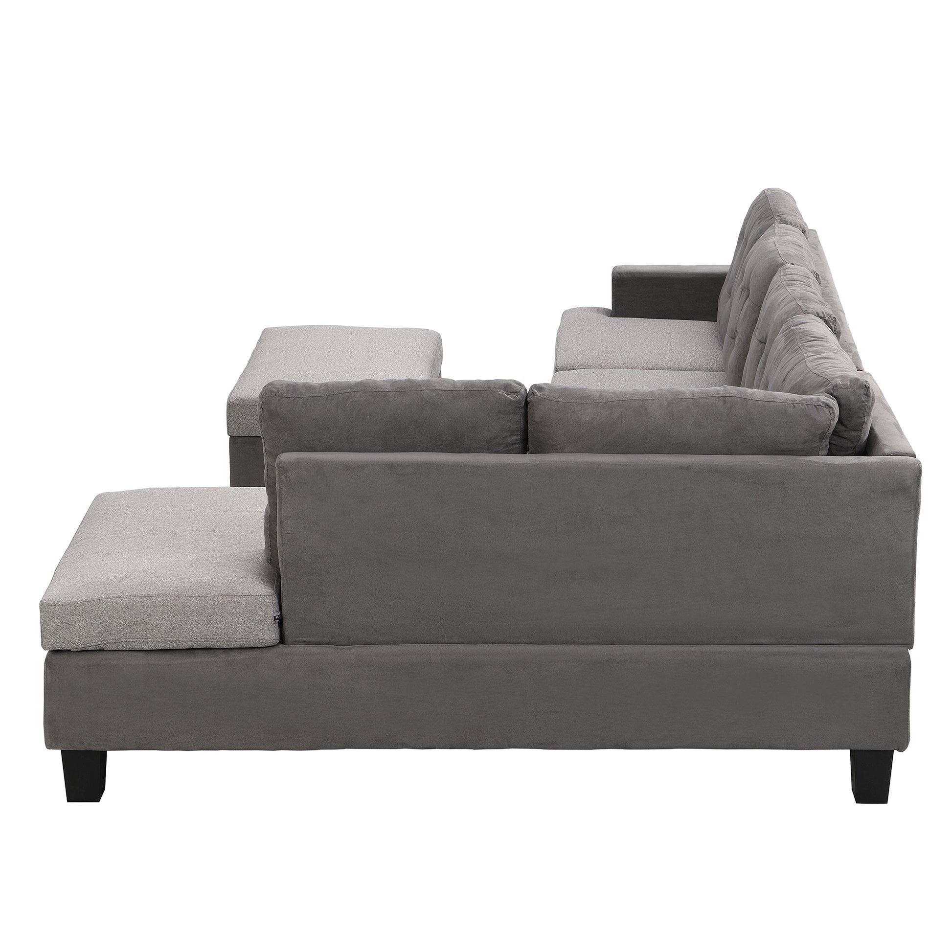 Gray Sectional Couch, Sofa with Chaise and Storage Ottoman