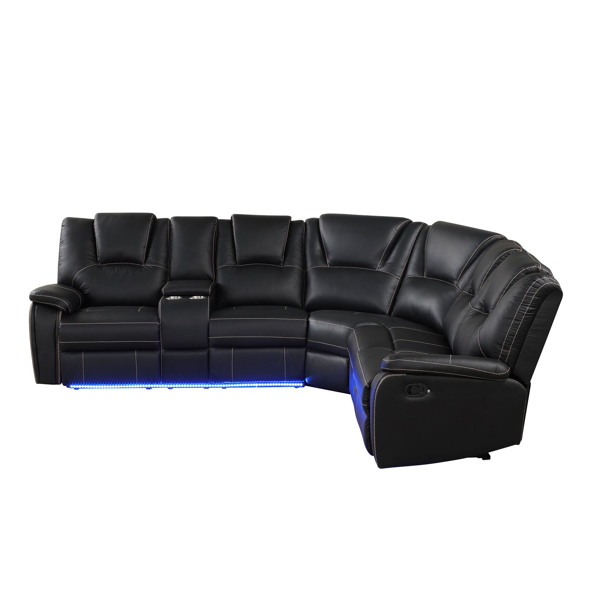 Modern Reclining Sofa, Corner Sectional Couch Recliner, Black