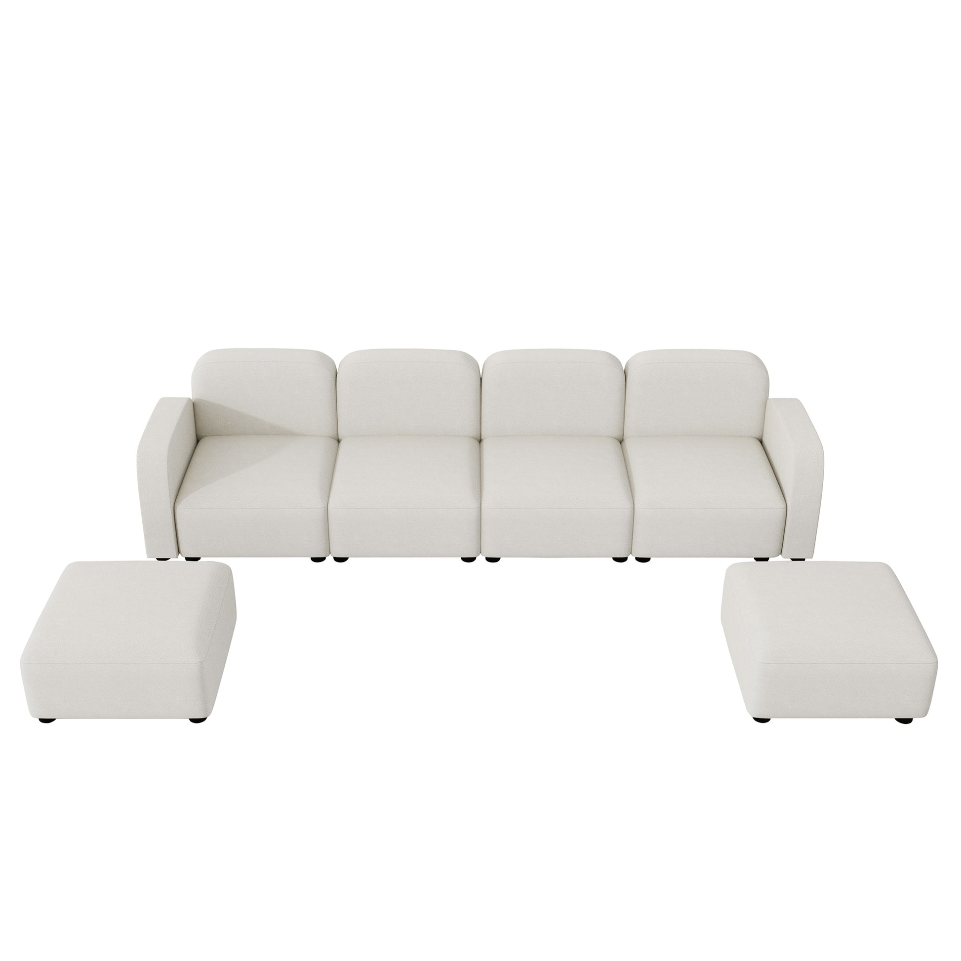 Modern U Shaped Sectional, Modular Comfy Couch with Ottoman, Beige
