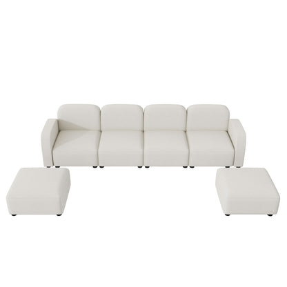 Modern U Shaped Sectional, Modular Comfy Couch with Ottoman, Beige