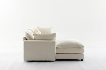 Louie Sofa L Shape, Modular Couch with Ottoman - Beige
