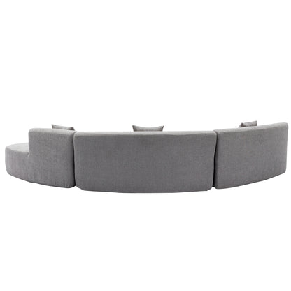 Curved Sofa, Modern Large Sectional Couch - Gray