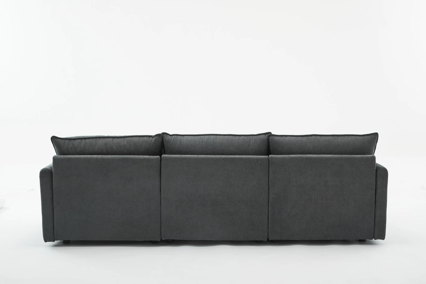 3 Seater Sofa, L Shaped Couch with Ottoman, Beige/Gray/Green