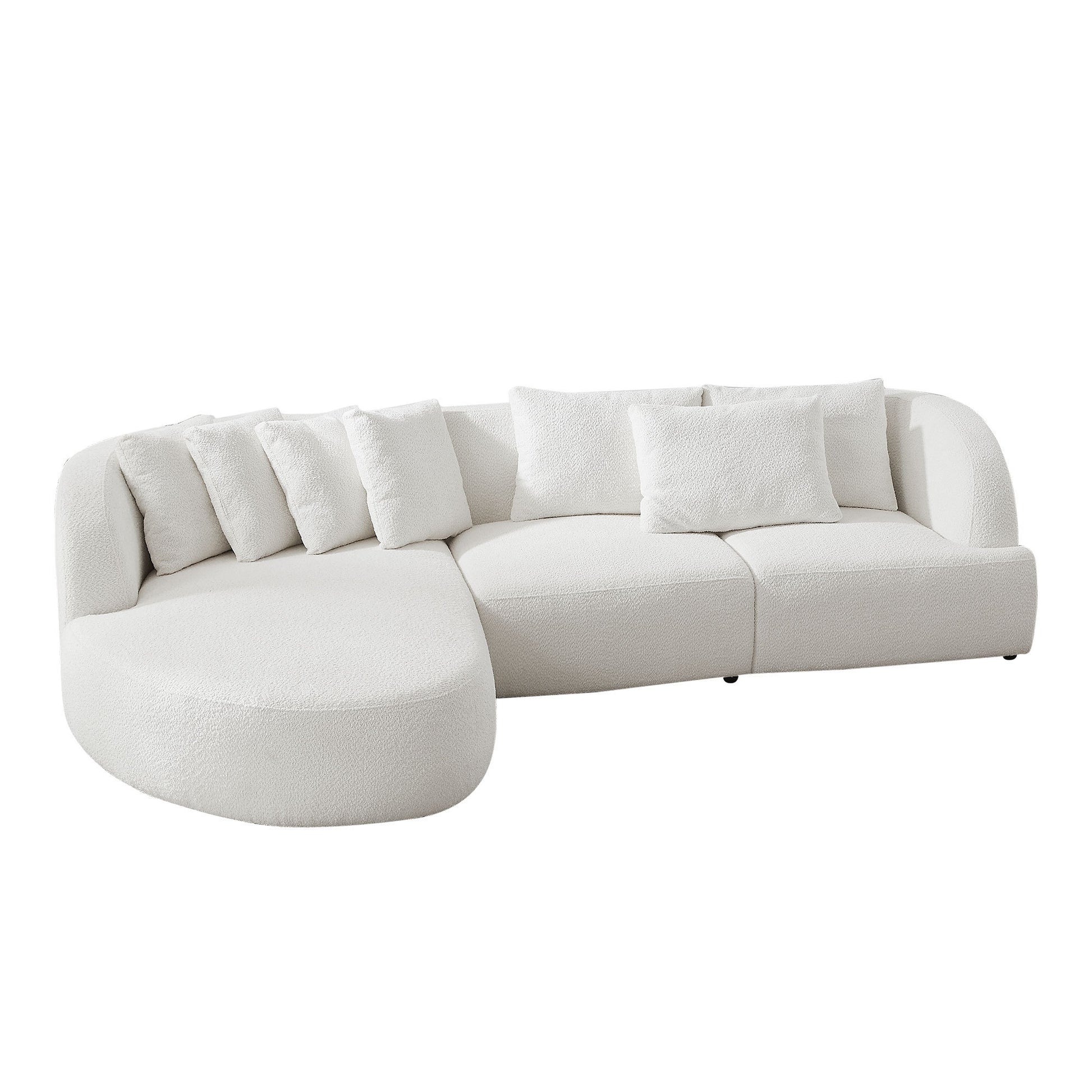 Deep Seat Couch with Chaise Lounge, Curved Corner Sectional, Beige