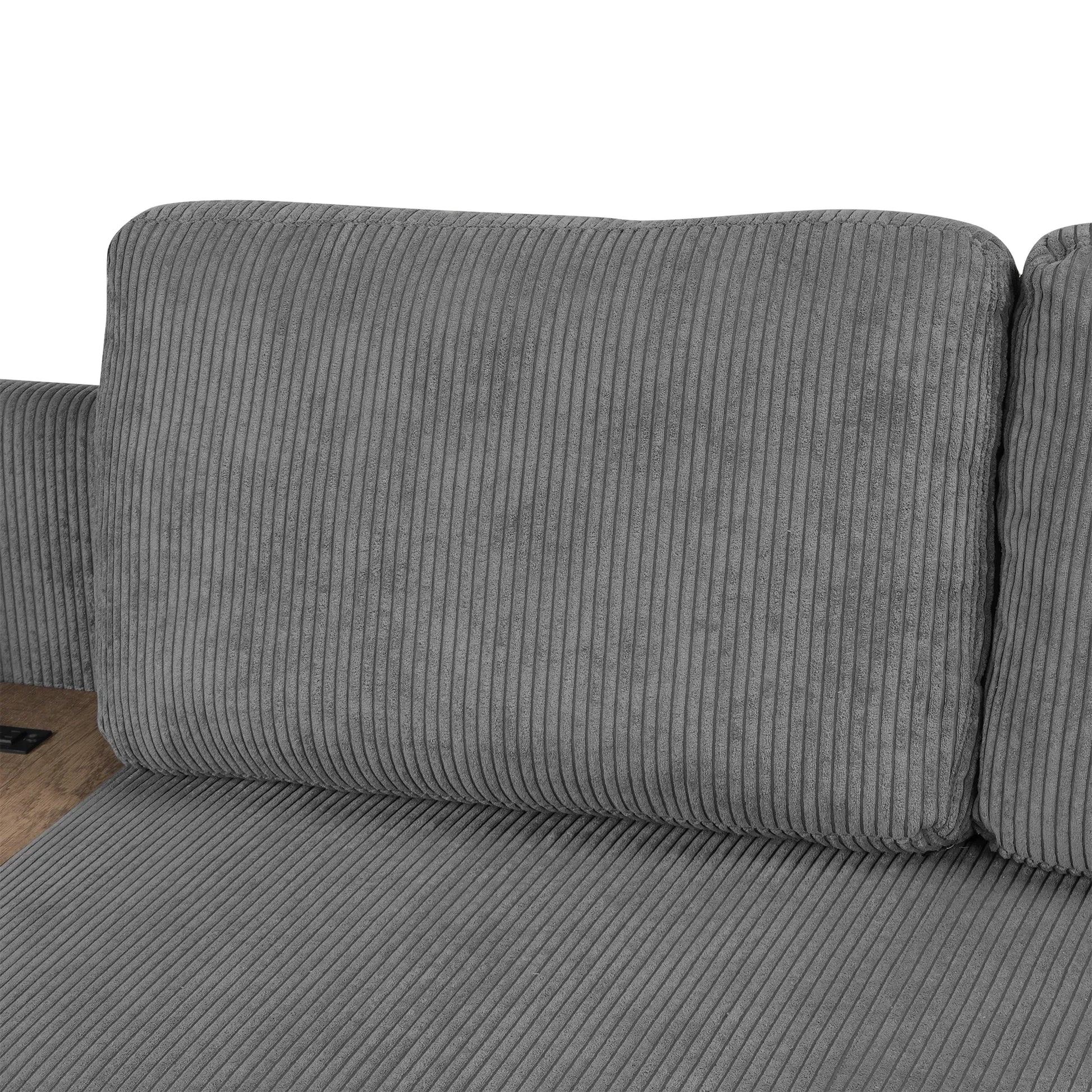 Corduroy Couch, Modern L Shaped Sectional Sofa with Reversible Chaise, Gray