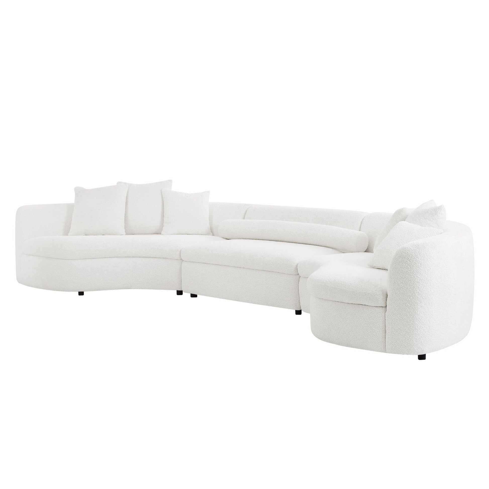 Modern Large Sectional Couch, Upholstered Curved Sofa, White