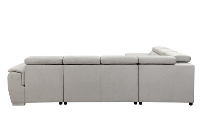 U Shaped 7-seat Sectional with Sofa Bed and Storage Chaise for Living Room - Beige, Gray