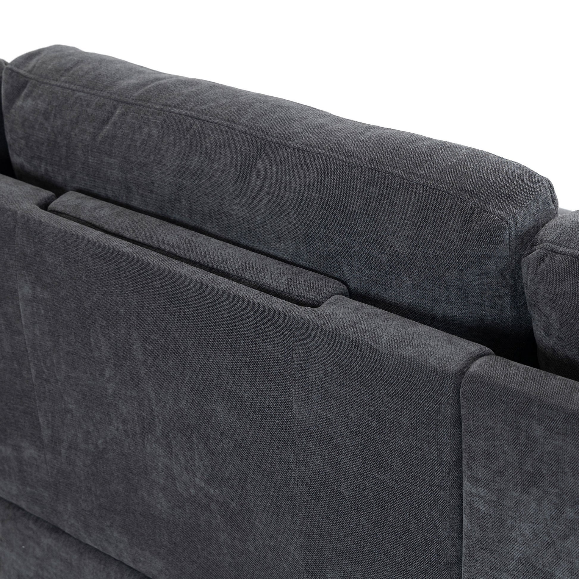 Modular Sofa with Removable Storage Ottoman, 5 Seat Sectional sofa with 2 Hidden Cup Holders
