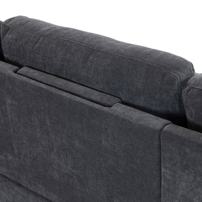 Modular Sofa with Removable Storage Ottoman, 5 Seat Sectional sofa with 2 Hidden Cup Holders