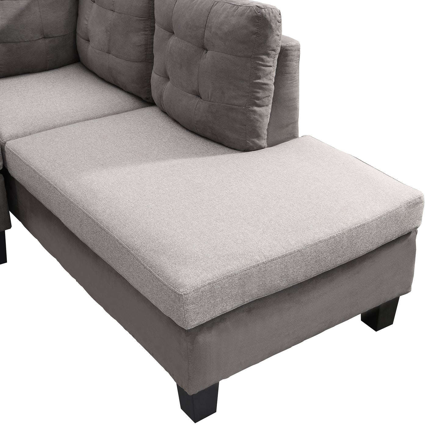 Gray Sectional Couch, Sofa with Chaise and Storage Ottoman