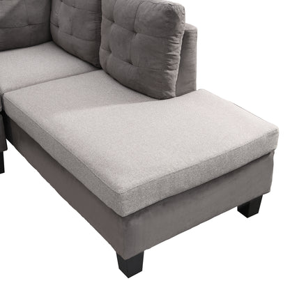 Gray Sectional Couch, Sofa with Chaise and Storage Ottoman