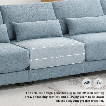 L Shape Couch, Deep Seat Sectional Sofa with Reversible Chaise, Blue