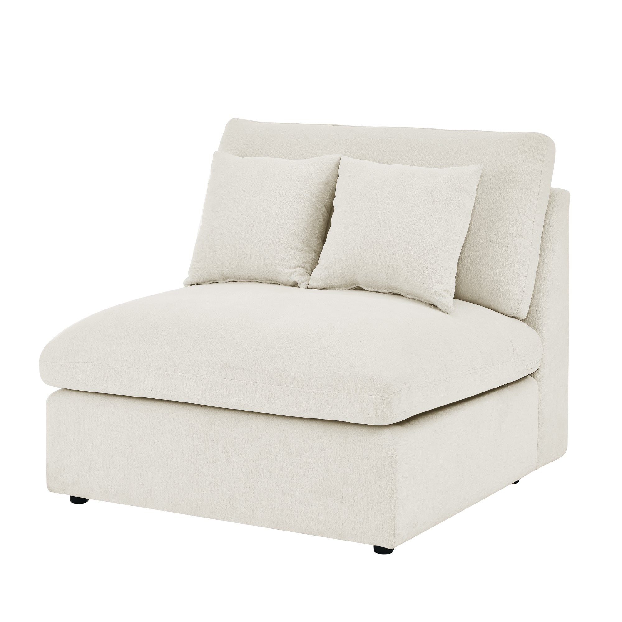 Sofa L Shape, Corner Sectional Couch with Ottoman, Beige